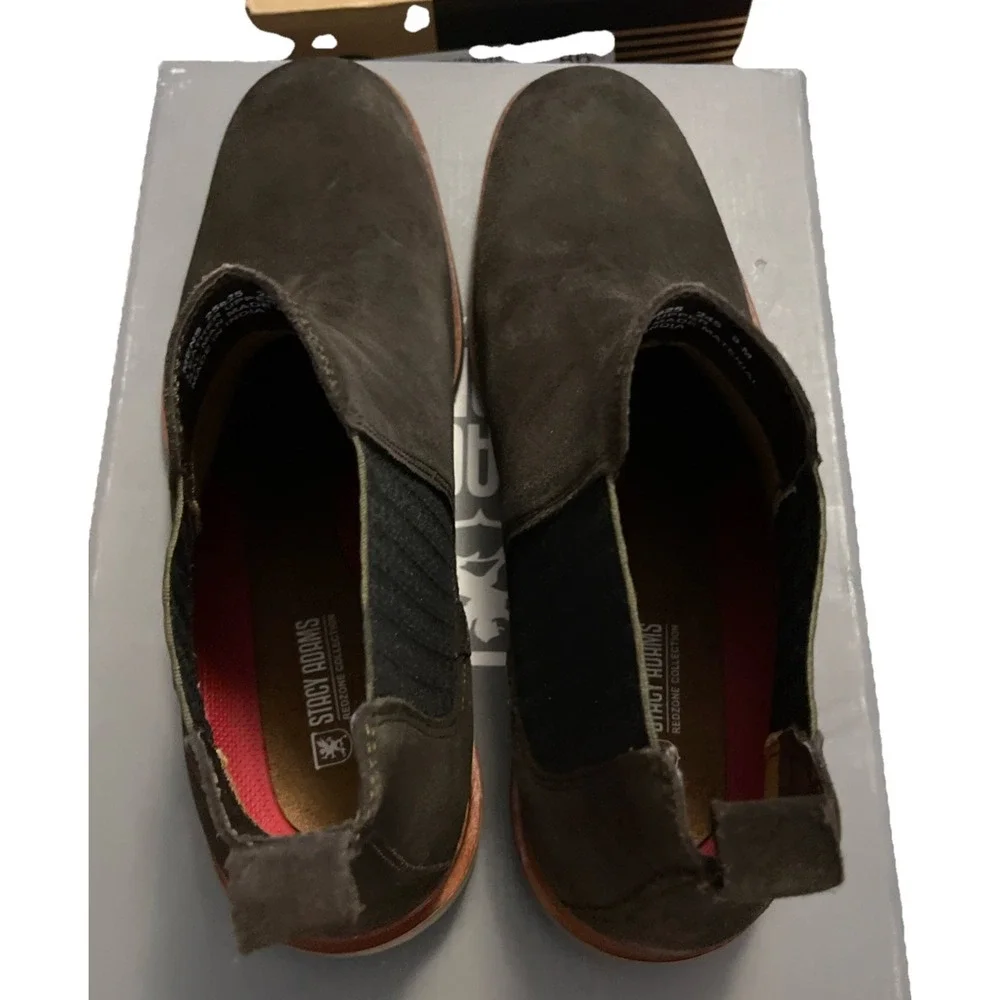 Stacy Adams‎ Gabriel Men's Sz 9 M Plain Toe Chelsea Boot Brown Suede 25625-245